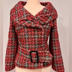 ARDEN B WOMEN’S WIDE COLLAR BELTED TWEED BLAZER COAT SIZE S SMALL